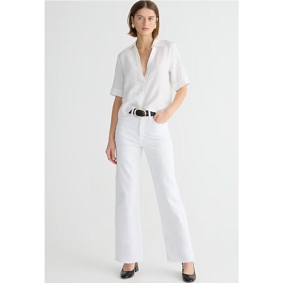 J.Crew High-Rise Slim Wide-Leg Jeans White 1996 Stretch Size 30 NWT Fair Trade - Picture 9 of 11